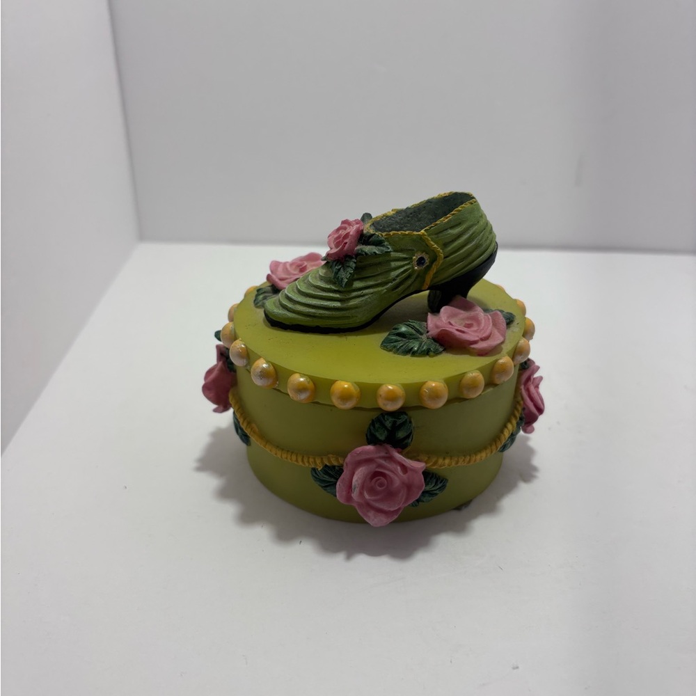 Whimsical Green and Pink‎ Floral Heels container.